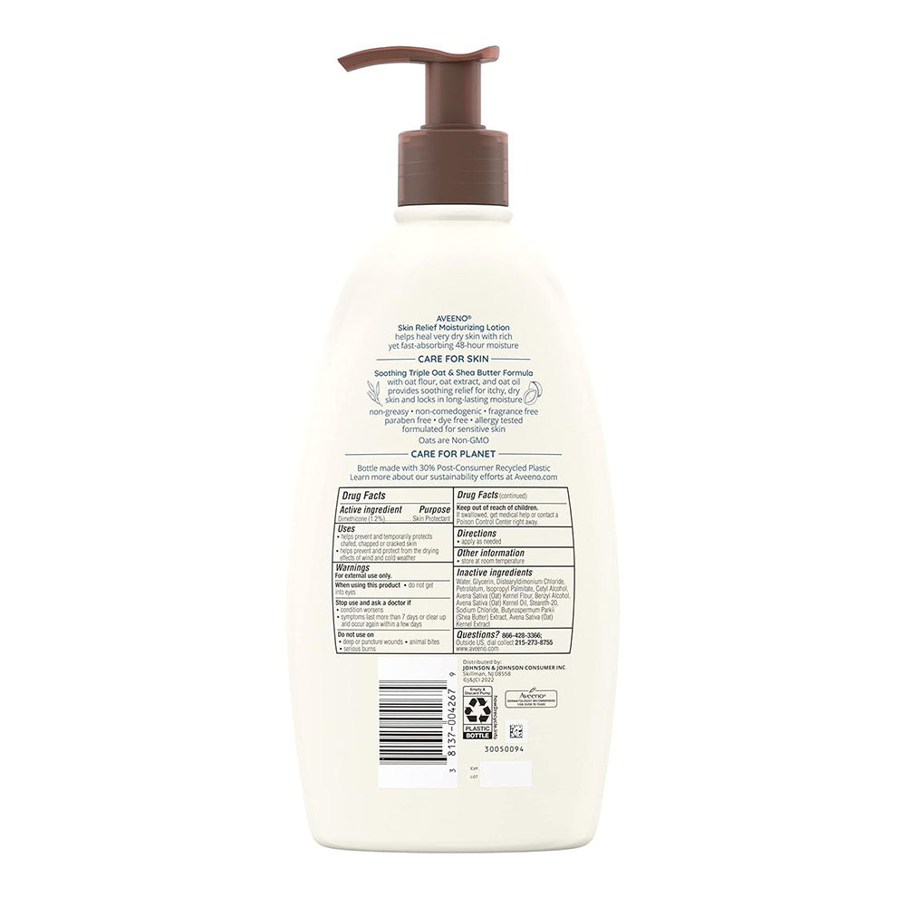 Aveeno Skin Relief Fragrance-Free Moisturizing Lotion For Sensitive Skin, 18 Fl Oz