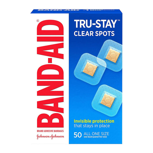 Band-Aid Brand Tru-Stay Clear Spots Bandages For Discreet First Aid, All One Size, 50 Count