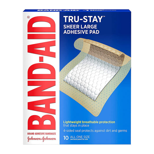 Johnson And Johnson Band-Aid Adhesive Pads, Adhesive Bandages Large - 10 Ea