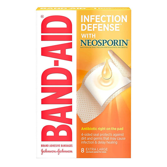 Band-Aid Plus Antibiotic Adhesive Bandages, Extra Large - 8 Each
