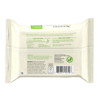 Aveeno Positively Radiant Alcohol Free Makeup Removing Face Wipes, 25Ct