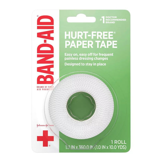 Band-Aid Brand First Aid Hurt-Free Medical Adhesive Paper Tape For Wound Dressings, 1 In By 10 Yd