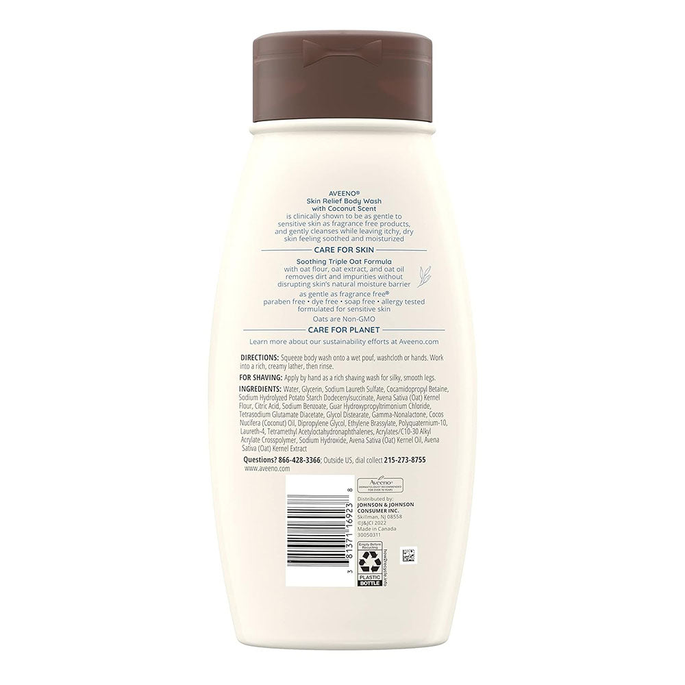 Aveeno Skin Relief Body Wash With A Gentle Coconut Scent & Soothing Triple Oat, 18 Fl Oz
