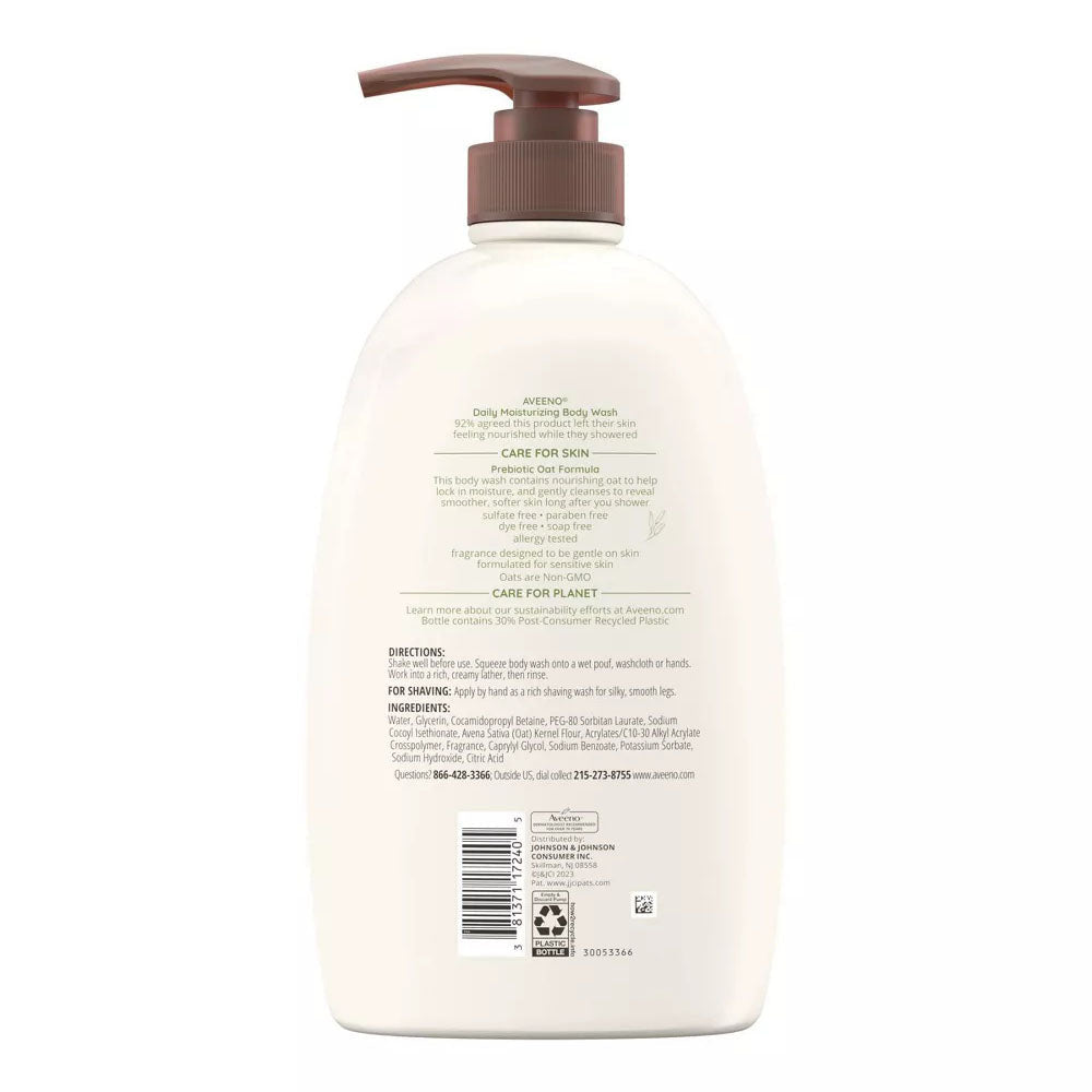Aveeno Daily Moisturizing Body Wash With Soothing Oat Creamy Shower Gel 33 Fl Oz