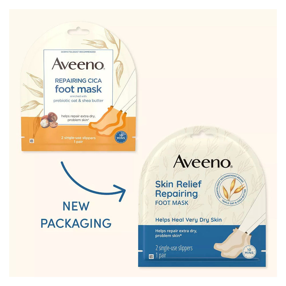 Aveeno Repairing Cica Foot Mask With Prebiotic Oat And Shea Butter, 1Ct