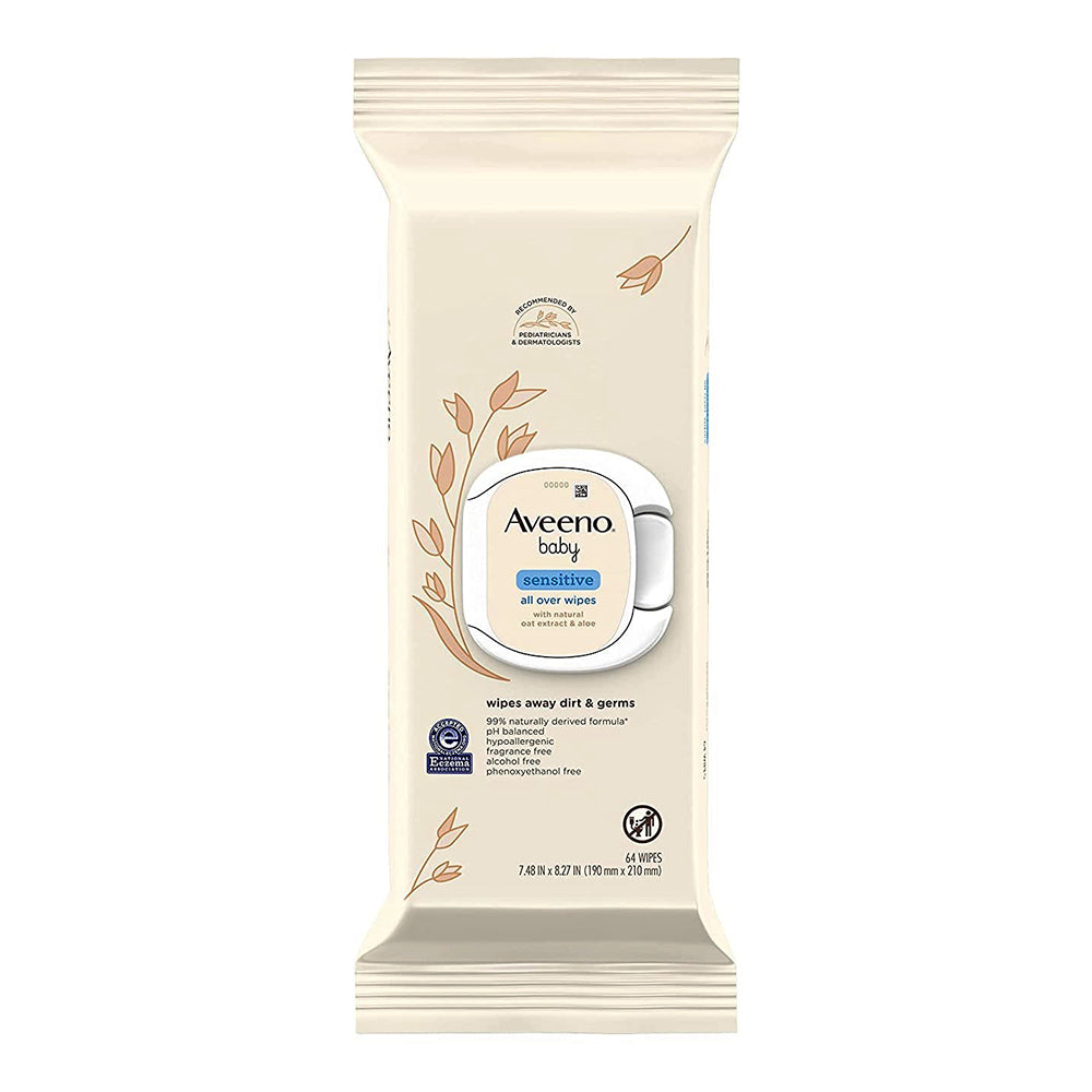 Aveeno Baby Sensitive All Over Wipes, Alcohol- & Fragrance-Free - 64 Ea
