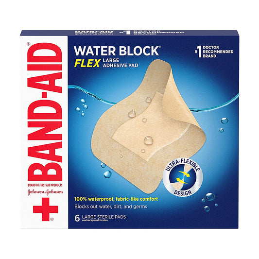 Band-Aid Brand Water Block Flex Waterproof Adhesive Pads, Large - 6 Ea