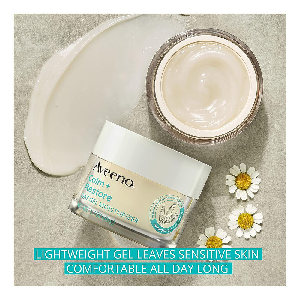 Aveeno Calm + Restore Oat Gel Facial Moisturizer For Sensitive Skin 1.7Oz