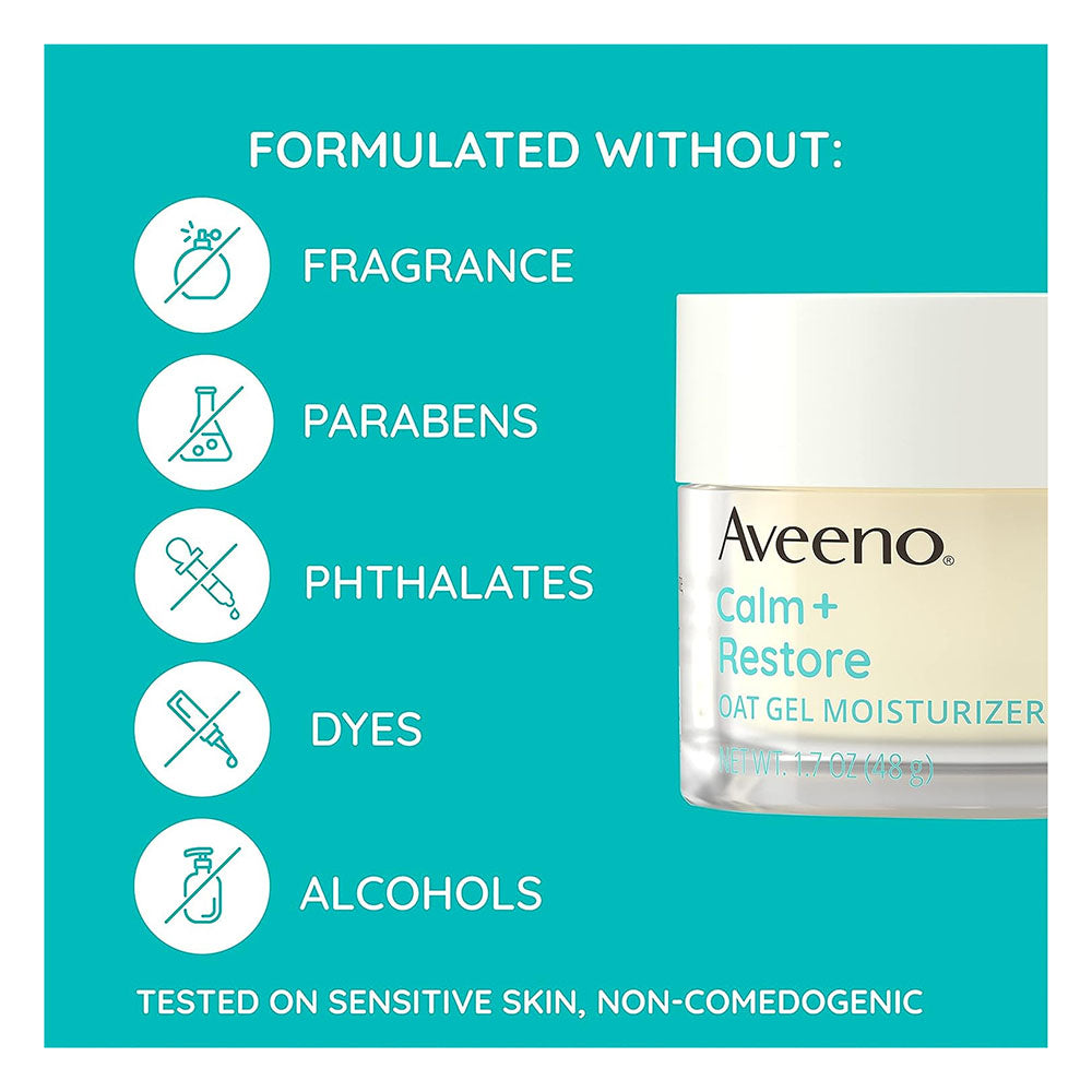 Aveeno Calm + Restore Oat Gel Facial Moisturizer For Sensitive Skin 1.7Oz