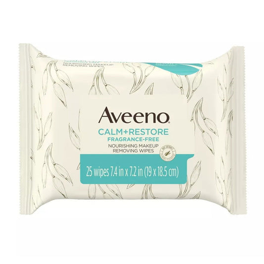 Aveeno Calm + Restore Nourishing Makeup Remover Face Wipes, 25Count