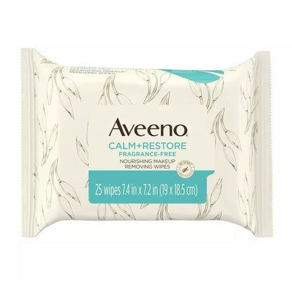 Aveeno Calm + Restore Nourishing Makeup Remover Face Wipes, 25Count