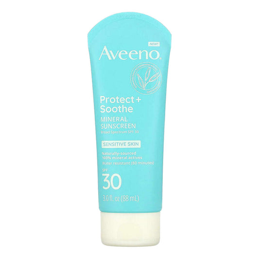 Aveeno Protect + Soothe Mineral Sunscreen Lotion With Broad Spectrum Spf 30, 3 Fl Oz