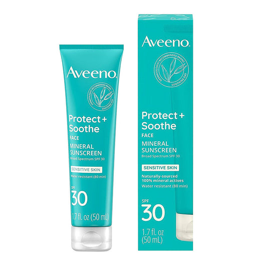 Aveeno Protect + Soothe Face Mineral Sunscreen With Broad Spectrum Spf 30 ,1.7 Fl Oz
