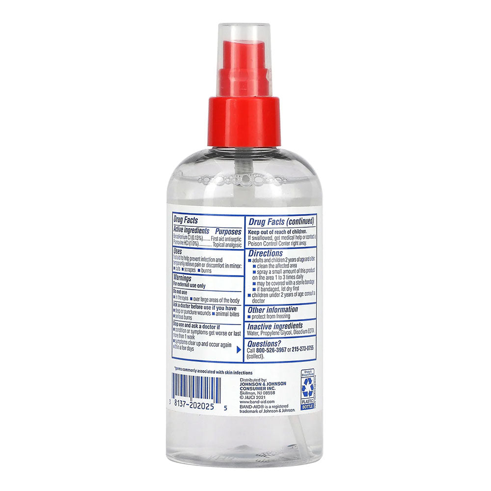 Band-Aid Brand Pain Relieving Antiseptic Cleansing Spray, Pramoxine Hcl, 8 Fl. Oz