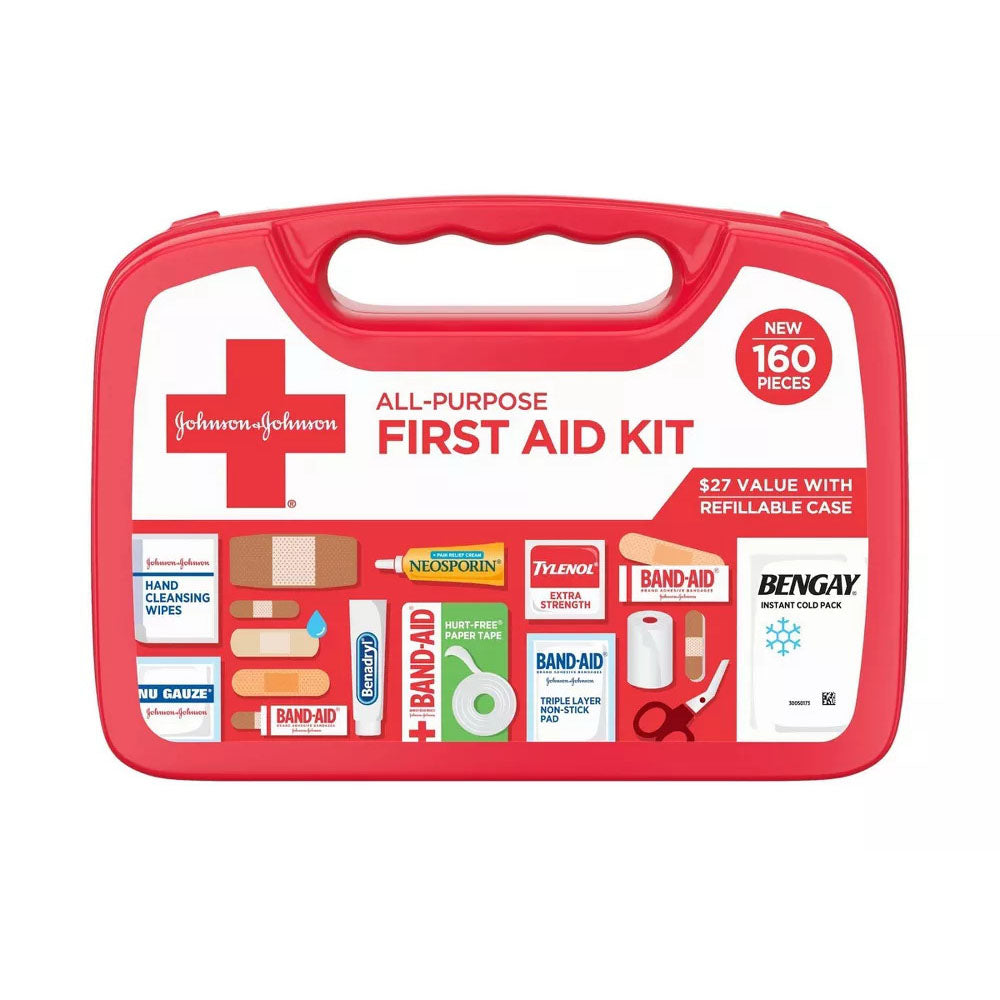 Johnson & Johnson All-Purpose Portable Compact First Aid Kit ,160 Pieces