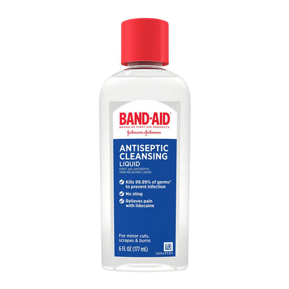 Band-Aid Brand Pain Relieving Antiseptic Cleansing Liquid, Lidocaine Hcl, 6 Fl. Oz