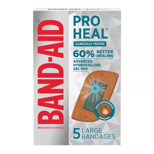 Band-Aid Brand Pro Heal Adhesive Bandages With Hydrocolloid Gel Pads, 5 Ct