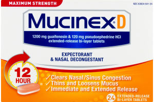Mucinex-D Expectorant & Nasal Decongestant Extended-Release Tablets - 24 CT.