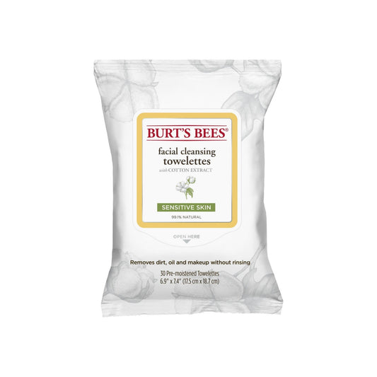 Burt'S Bees Sensitive Facial Cleansing Towelettes With Cotton Extract 30 Ea
