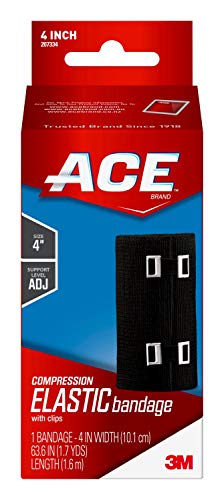 Ace Compression Elastic Bandage Wrap With Clips, Black - 1 Ea