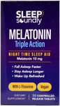 Melatonin Triple Action, with L-Theanine, Fall Asleep Faster, Wake Up Refreshed, 30 Tablets