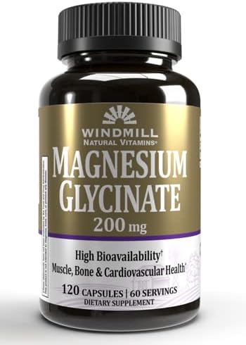 Windmill Natural Vitamins Magnesium Glycinate 200 mg, 120 capsules