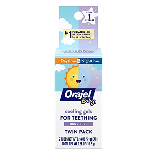 Orajel Baby Daytime And Nighttime Non-Medicated Cooling Gels For Teething, 2 Tubes, 0.18 Oz Each