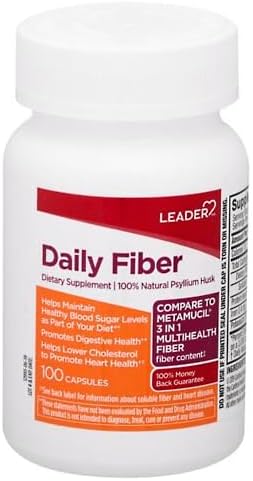 Leader Daily Psyllium Husk Powder Supplement Fiber - 100 Cap
