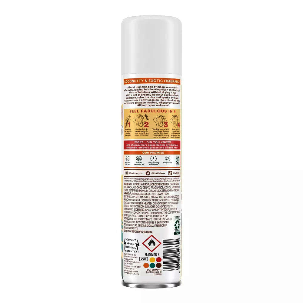 Batiste Tropical Dry Shampoo Exotic Coconut - 3.81Fl Oz