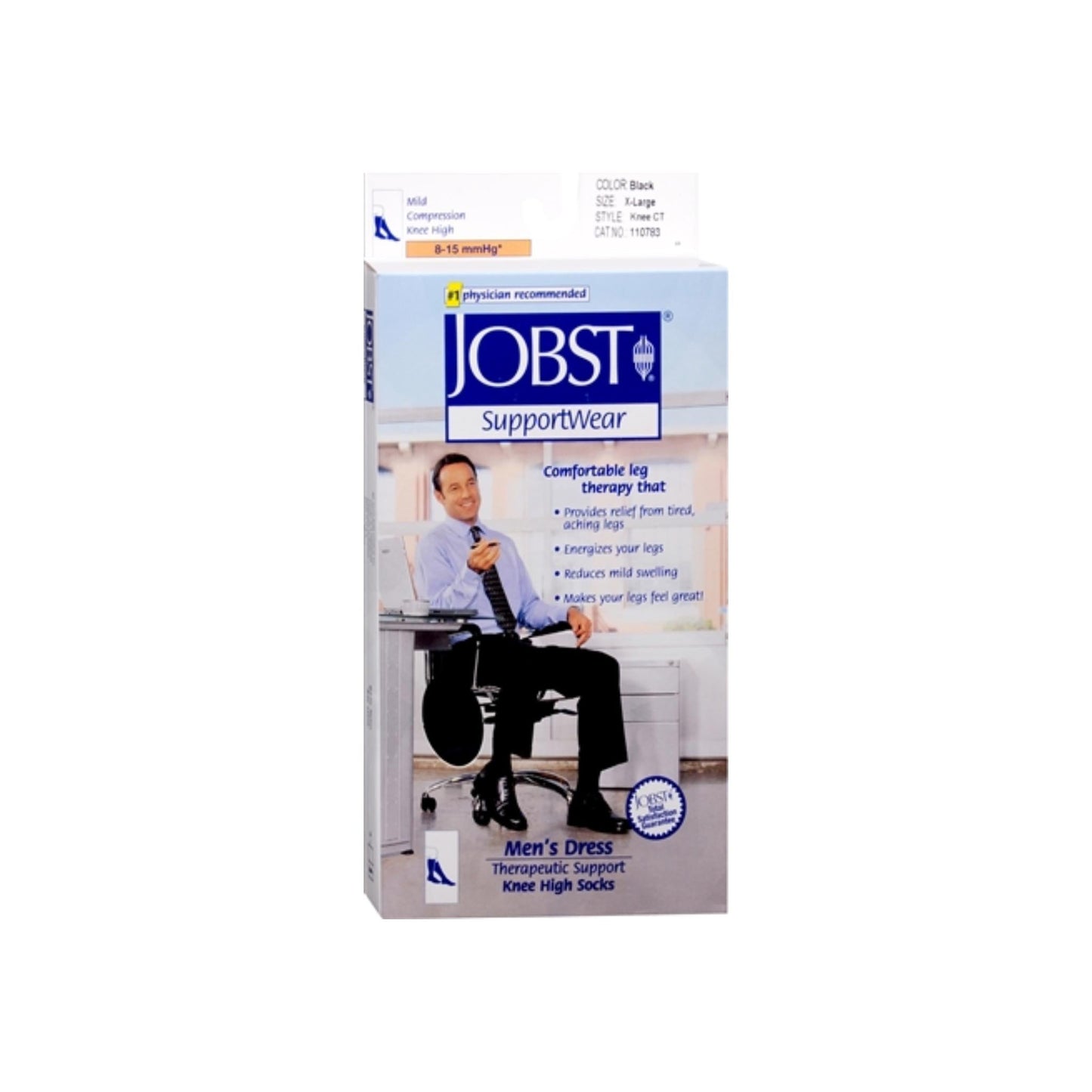 Jobst Men'S Dress Socks - Knee High, Mild Compression, Black, Xl - 1 Pair