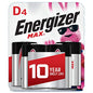 Energizer Max D Alkaline Batteries 4 Ea