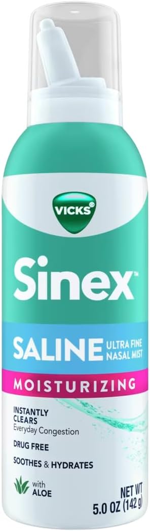 Vicks Sinex Moisturizing Saline Ultra Fine Nasal Mist with Aloe 5 oz