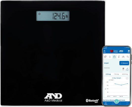 A&D Medical Premium Wireless Bluetooth Enabled Bathroom Weight Scale