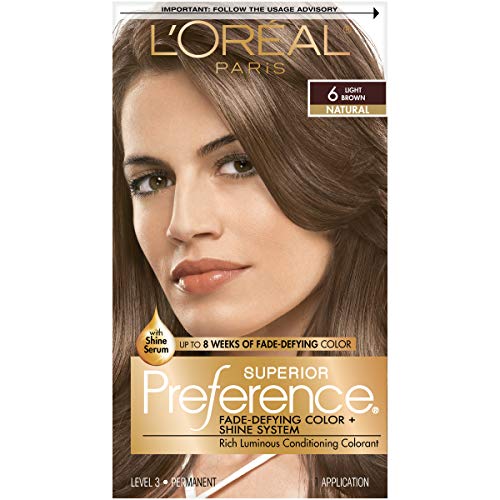 L'Oreal Paris Superior Preference Fade-Defying + Shine Permanent Hair Color, 6 Light Brown - 1 Ea