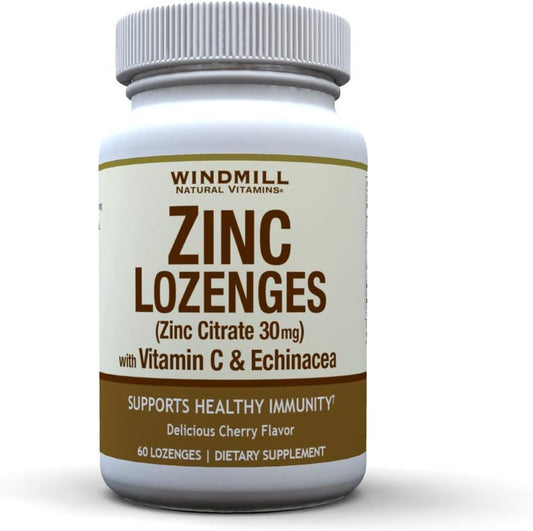 Windmill Health CareProducts Zinc Lozenges, Immune Booster, with Echinacea and Vitamin C, 60 Lozenges