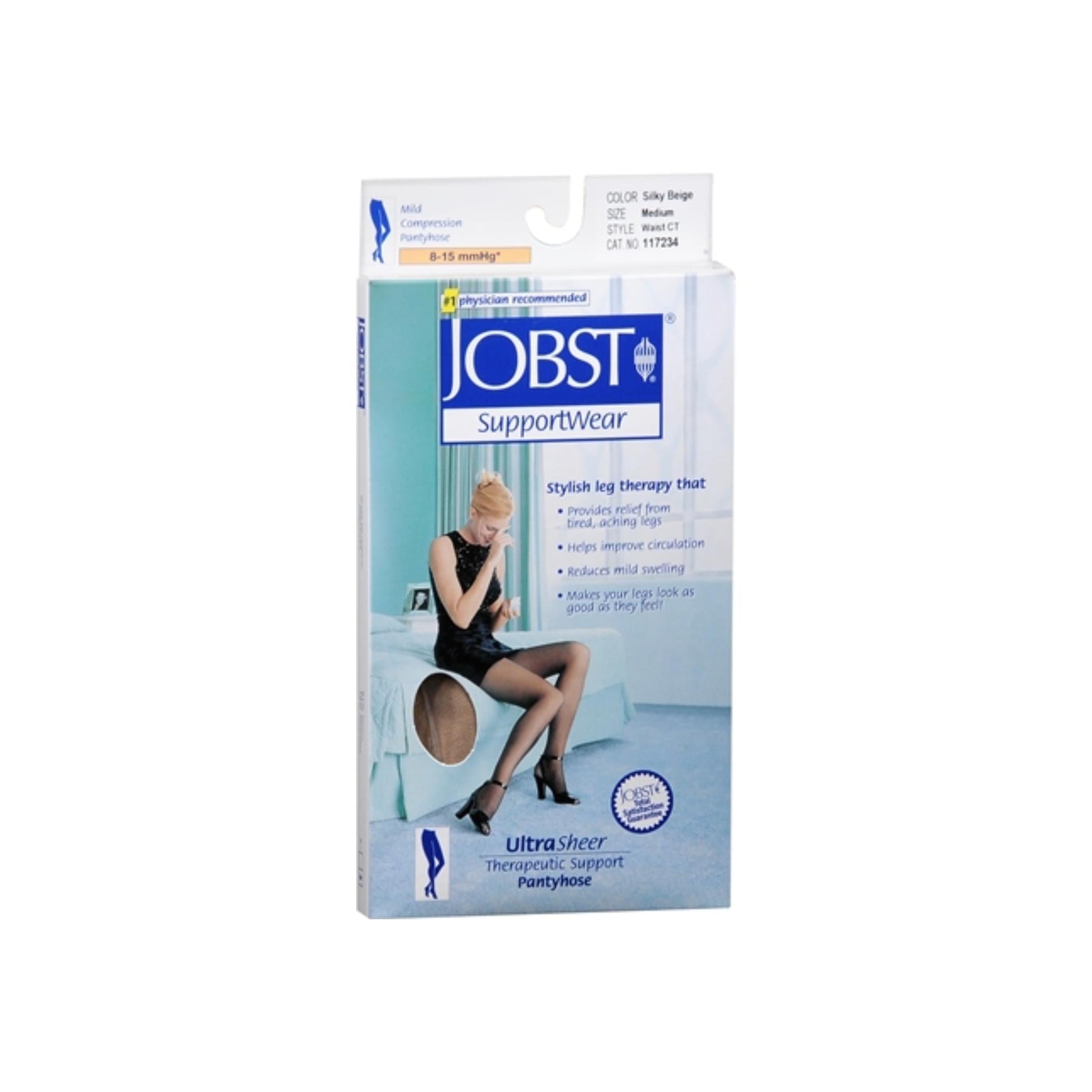 Jobst Supportwear Pantyhose 8-15 Mmhg Ultra Sheer Silky Beige Medium 1 Each