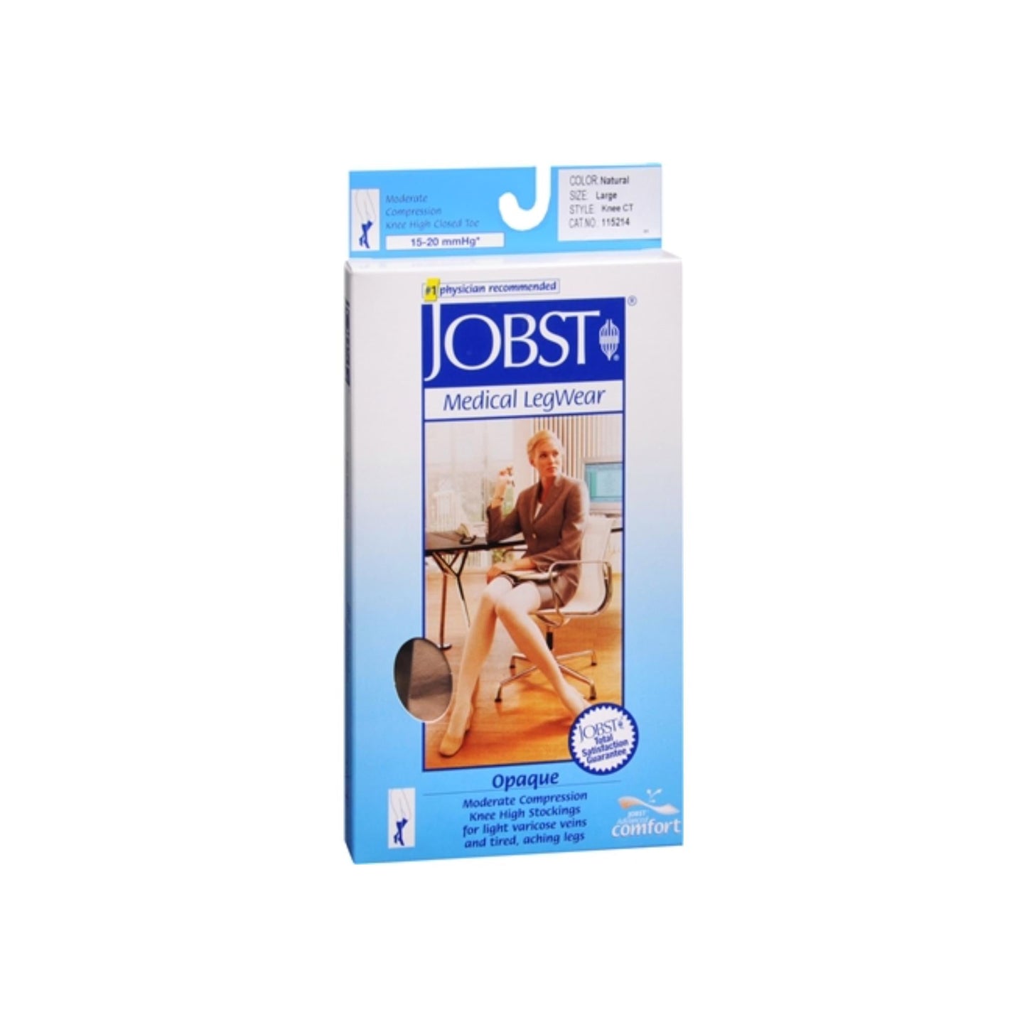 Jobst Medical Legwear Knee High 15-20 Mmhg Opaque Large Silky Beige 1 Pair