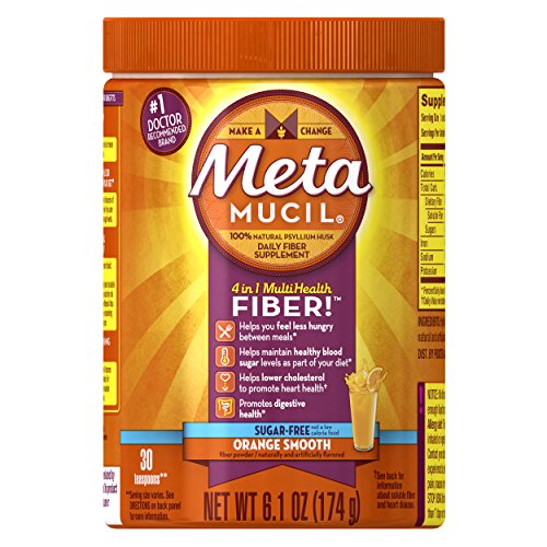 Metamucil Psyllium Sugar-Free Fiber Supplement Powder, Orange, 30 Tsp