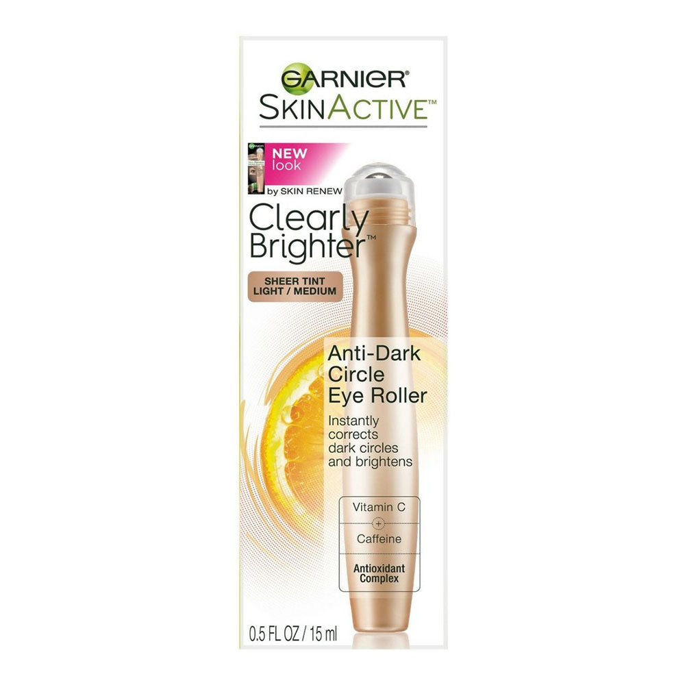 Garnier Skinactive Clearly Brighter Anti-Dark Circle Eye Roller, Light/Medium 0.5 Oz