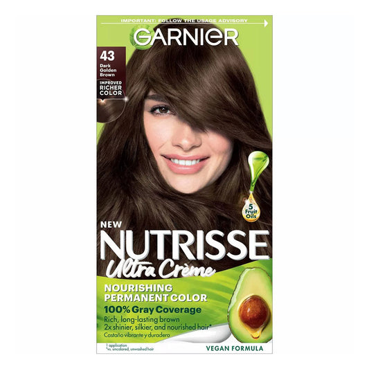 Garnier Hair Color Nutrisse Nourishing Creme, 43 Dark Golden Brown 1Ct