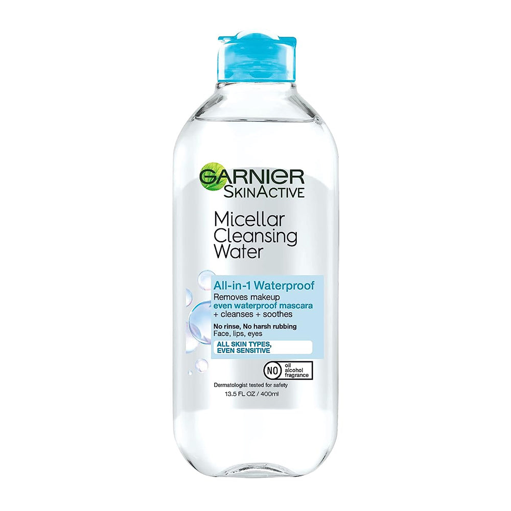 Garnier Skinactive Waterproof Makeup Micellar Cleansing Water Liquid Face Wash, 13.5 Fl Oz