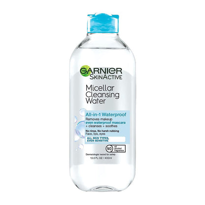Garnier Skinactive Waterproof Makeup Micellar Cleansing Water Liquid Face Wash, 13.5 Fl Oz