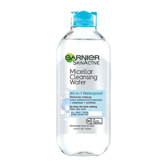 Garnier Skinactive Waterproof Makeup Micellar Cleansing Water Liquid Face Wash, 13.5 Fl Oz