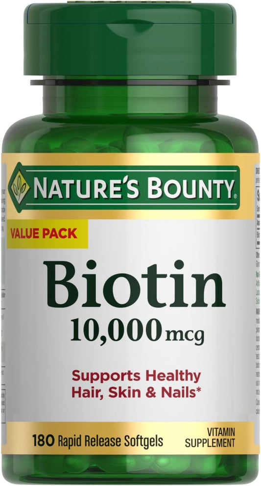 Nature'S Bounty Biotin, Supports Healthy Hair, Skin And Nails, 10,000 Mcg, 180 Ct