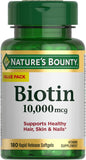 Nature'S Bounty Biotin, Supports Healthy Hair, Skin And Nails, 10,000 Mcg, 180 Ct