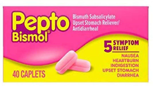 Pepto Bismol 5 Symptom Stomach Relief Caplets, 40 Ct