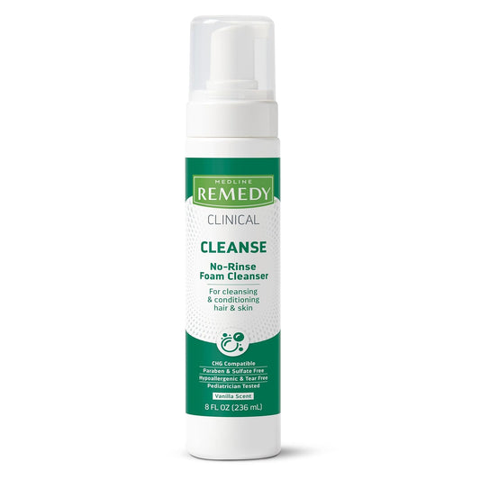 Medline Remedy Clinical No-Rinse Foam Cleanser, Vanilla Scent 8 Fl Oz