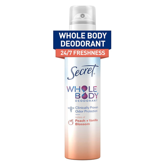 Secret Whole Body Deodorant for Women, Peach & Vanilla Scent, 3.5 oz