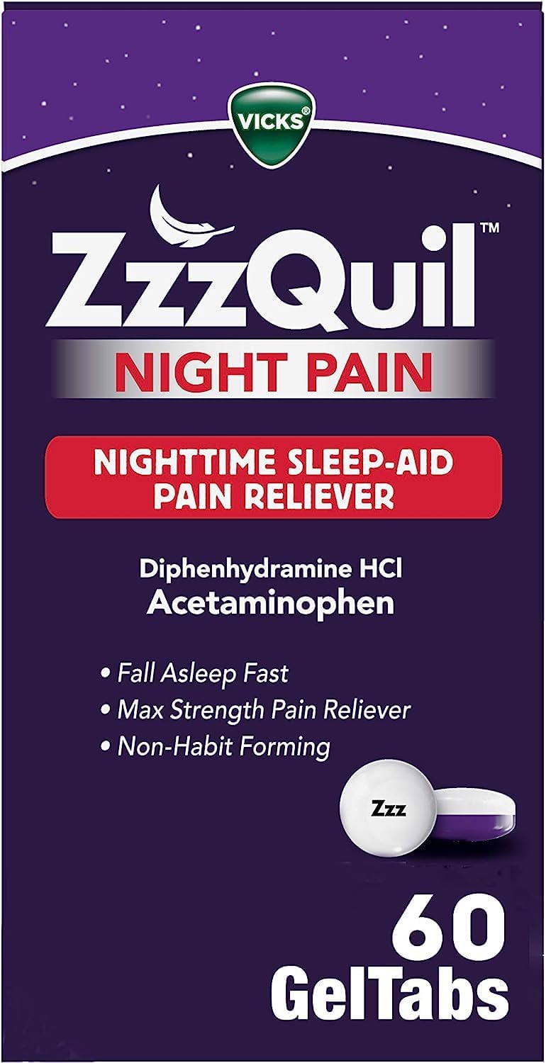 Zzzquil Night Pain Geltabs, Nighttime Pain Relief, Sleep Aid Tablets, 60 Ct