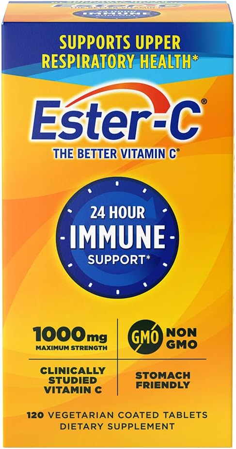 Ester-C Vitamin C 1000 Mg Coated Tablets, Immune System Booster, 120 Ct